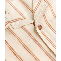 Babyhug 100% Cotton Knit Half Sleeves Striped Shirt and Shorts Set-Cream