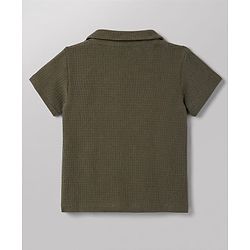 Babyhug Waffle 100% Cotton Knit Half Sleeves Shirt & Shorts Set With Text Printed Inner Tee - Olive Green