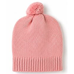 Babyhug 100% Cotton Knit Full Sleeves Elephant Patch Sweater set with Cap - Light Pink