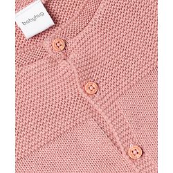 Babyhug 100% Cotton Knit Full Sleeves Elephant Patch Sweater set with Cap - Light Pink