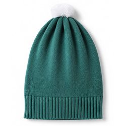 Babyhug 100 % Cotton Knit Front Open Sweater Set With Cap & Bear Applique - Teal Blue