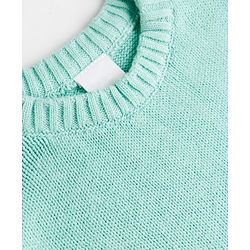 Babyhug Natural 100% Cotton Knit Full Sleeves Colour Block Sweater Set with Cap -Sea Green