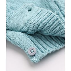 Babyhug Natural 100% Cotton Knit Full Sleeves Winter Wear Romper With Bow Applique - Light Blue