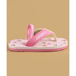 Cute Walk by Babyhug Back Strap Flip Flops with Bear Print - Pink