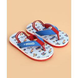 Cute Walk by Babyhug Back Strap Closure Vehicles Printed Flip Flops - Blue
