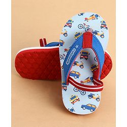 Cute Walk by Babyhug Back Strap Closure Vehicles Printed Flip Flops - Blue