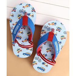 Cute Walk by Babyhug Back Strap Closure Vehicles Printed Flip Flops - Blue