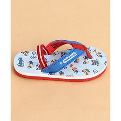 Cute Walk by Babyhug Back Strap Closure Vehicles Printed Flip Flops - Blue