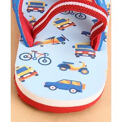 Cute Walk by Babyhug Back Strap Closure Vehicles Printed Flip Flops - Blue