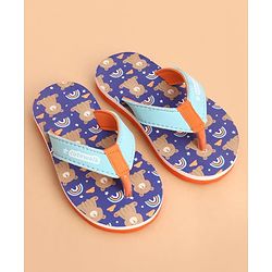Cute Walk by Babyhug Slip Ons Flip Flop With Teddy & Rainbow Print - Blue