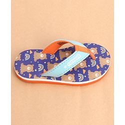 Cute Walk by Babyhug Slip Ons Flip Flop With Teddy & Rainbow Print - Blue