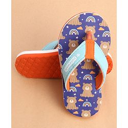 Cute Walk by Babyhug Slip Ons Flip Flop With Teddy & Rainbow Print - Blue