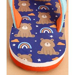 Cute Walk by Babyhug Slip Ons Flip Flop With Teddy & Rainbow Print - Blue