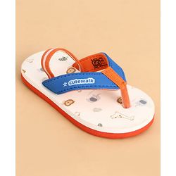 Cute Walk by Babyhug Back Strap Closure Animals Printed Flip Flops - White