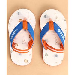 Cute Walk by Babyhug Back Strap Closure Animals Printed Flip Flops - White
