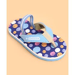 Cute Walk by Babyhug Back Strap Closure Flip Flops With Polka Dot Print - Blue