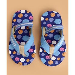 Cute Walk by Babyhug Back Strap Closure Flip Flops With Polka Dot Print - Blue