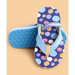 Cute Walk by Babyhug Back Strap Closure Flip Flops With Polka Dot Print - Blue
