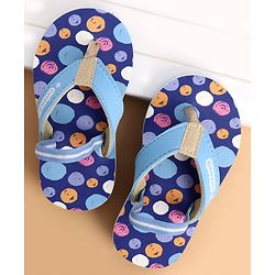 Cute Walk by Babyhug Back Strap Closure Flip Flops With Polka Dot Print - Blue