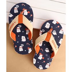 Cute Walk by Babyhug Slip Ons Flip Flop With Ghost Print - Navy Blue