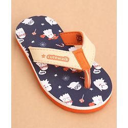 Cute Walk by Babyhug Slip Ons Flip Flop With Ghost Print - Navy Blue