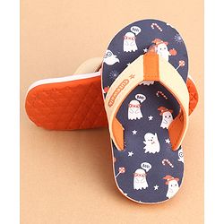 Cute Walk by Babyhug Slip Ons Flip Flop With Ghost Print - Navy Blue