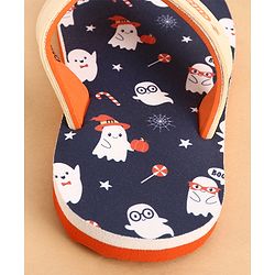 Cute Walk by Babyhug Slip Ons Flip Flop With Ghost Print - Navy Blue