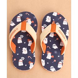 Cute Walk by Babyhug Slip Ons Flip Flop With Ghost Print - Navy Blue