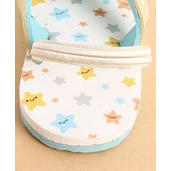 Cute Walk by Babyhug Back Strap Closure Star Printed Flip Flops - White