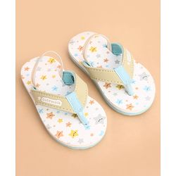Cute Walk by Babyhug Back Strap Closure Star Printed Flip Flops - White