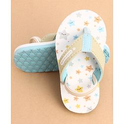Cute Walk by Babyhug Back Strap Closure Star Printed Flip Flops - White