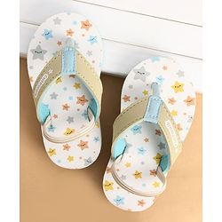 Cute Walk by Babyhug Back Strap Closure Star Printed Flip Flops - White