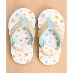 Cute Walk by Babyhug Back Strap Closure Star Printed Flip Flops - White