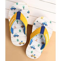 Cute Walk by Babyhug Slip Ons Flip Flop With Vehicle Print - White