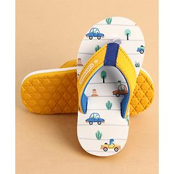 Cute Walk by Babyhug Slip Ons Flip Flop With Vehicle Print - White