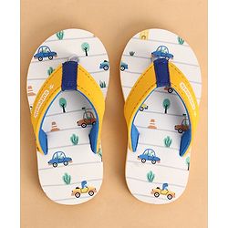 Cute Walk by Babyhug Slip Ons Flip Flop With Vehicle Print - White