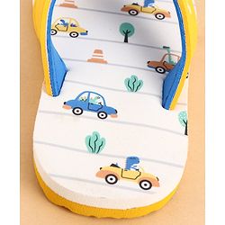 Cute Walk by Babyhug Slip Ons Flip Flop With Vehicle Print - White