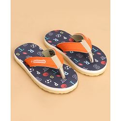 Cute Walk by Babyhug Slip Ons Flip Flop With Text Print - Navy Blue