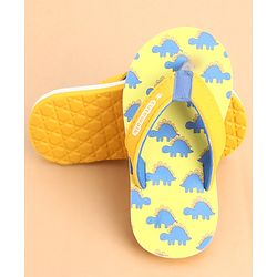 Cute Walk by Babyhug Slip Ons Flip Flop With Dino Print - Yellow
