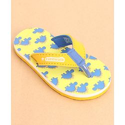 Cute Walk by Babyhug Slip Ons Flip Flop With Dino Print - Yellow