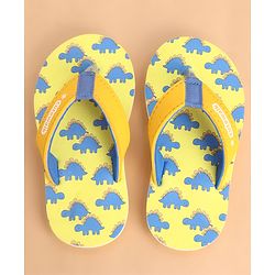 Cute Walk by Babyhug Slip Ons Flip Flop With Dino Print - Yellow