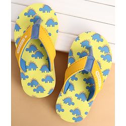 Cute Walk by Babyhug Slip Ons Flip Flop With Dino Print - Yellow