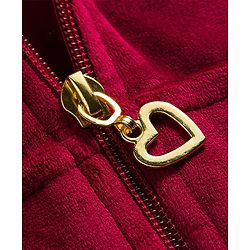 Babyhug Velour Full Sleeves Winter Wear Set With Text Foil Print - Wine