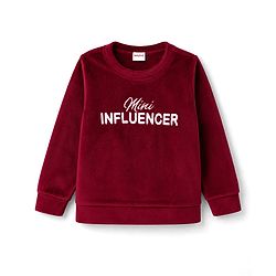 Babyhug Velour Full Sleeves Winter Wear Set With Text Embroidery - Maroon