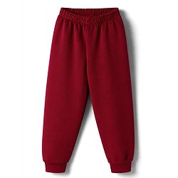 Babyhug Velour Full Sleeves Winter Wear Set With Text Embroidery - Maroon