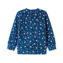 Babyhug Velour Full Sleeves Sweatshirt & Pant Co-Ord Winter Wear Suit With Snowflake Print - Navy Blue