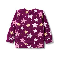 Babyhug Velour Full Sleeves Sweatshirt & Pant Co-Ord Winter Wear Suit With Star Print - Maroon