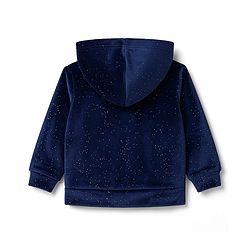 Babyhug Velour Full Sleeves Hooded Sweatshirt & Pant Co-Ord Winter Wear Suit With Galaxy Print - Navy Blue