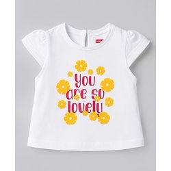Babyhug 100% Cotton Knit Half Sleeves Floral & Polka Dots Printed T-Shirts Pack Of 3 - Red Yellow & White