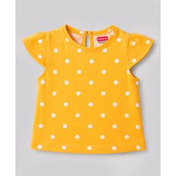 Babyhug 100% Cotton Knit Half Sleeves Floral & Polka Dots Printed T-Shirts Pack Of 3 - Red Yellow & White